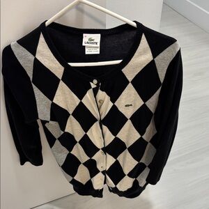 Lacoste Black and White Argyle Sweater